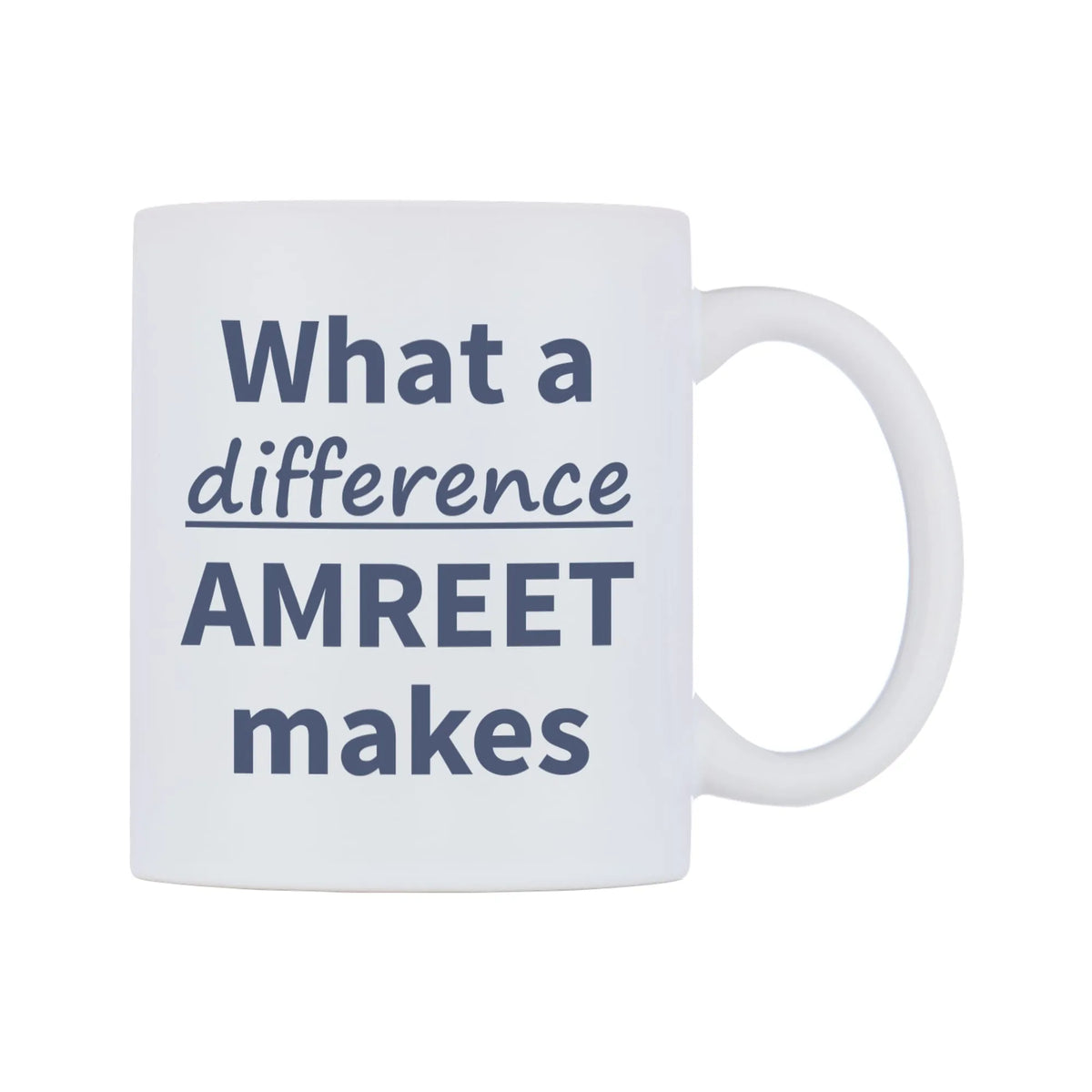 What a difference AMREET makes Mug — mug, left side, on a white background