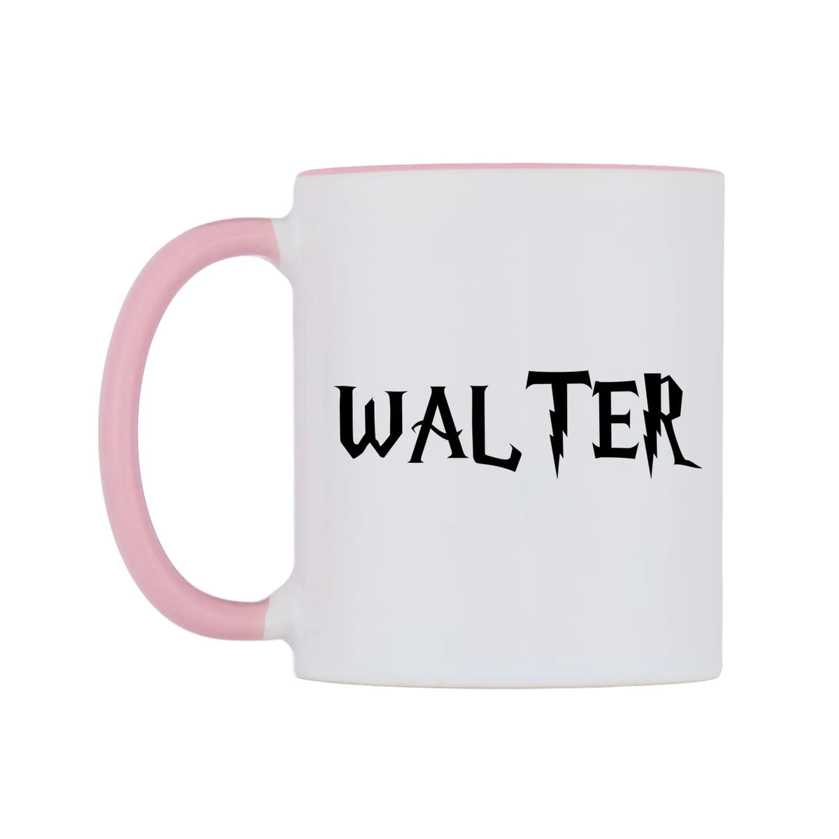 Walter - Wizard Themed Mug — white 11oz gloss mug with a pink inside and handle, right side, on a white background