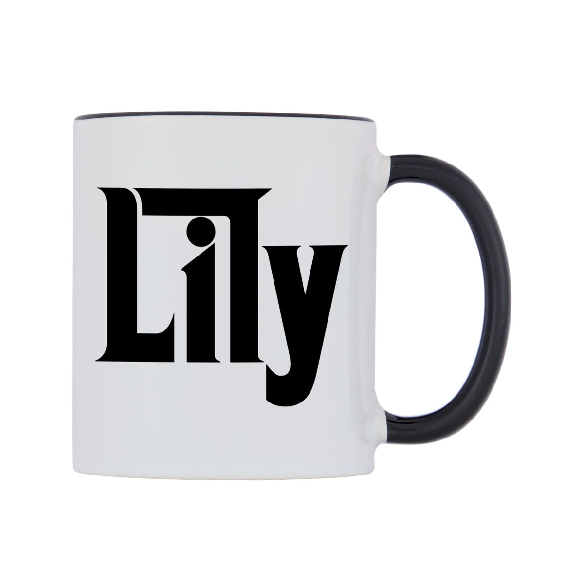 Lily - Godfather Themed Mug — white 11oz gloss mug with a black inside and handle, left side, on a white background