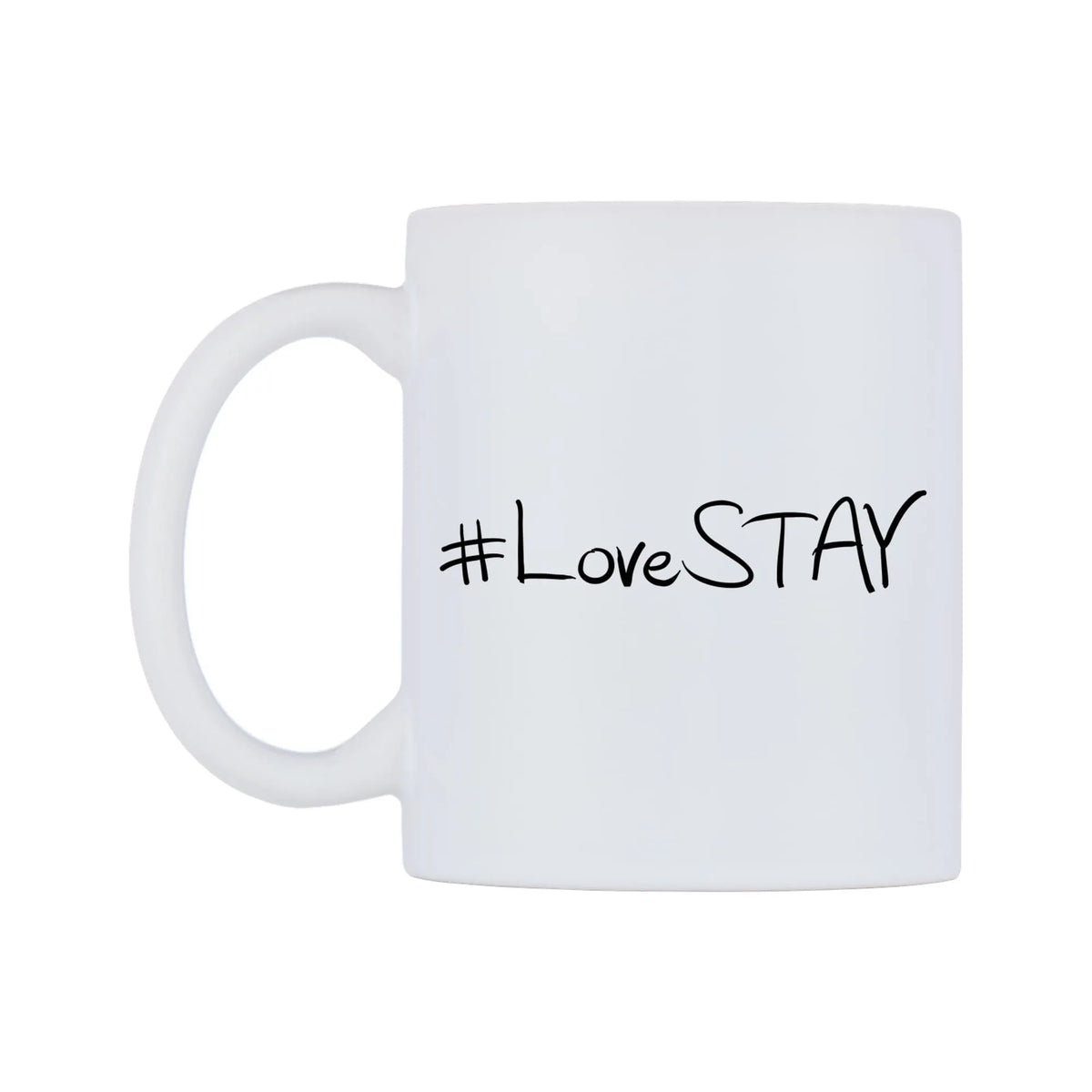 LoveSTAY Mug — mug, right side, on a white background