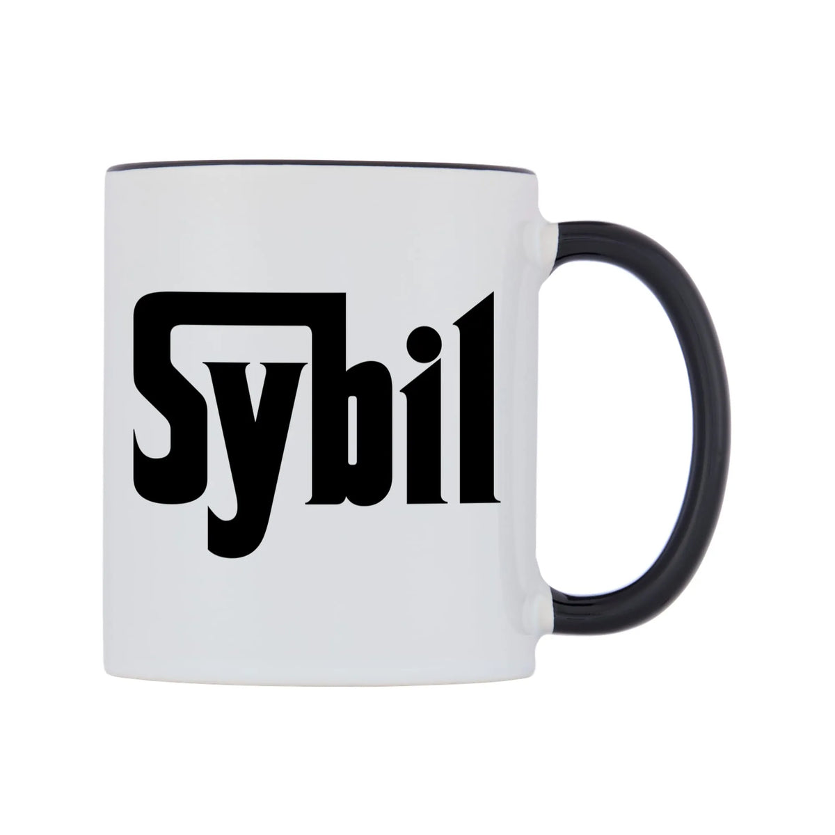 Sybil - Godfather Themed Mug — white 11oz gloss mug with a black inside and handle, left side, on a white background
