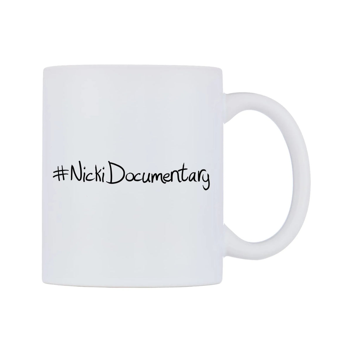 NickiDocumentary Mug — mug, left side, on a white background