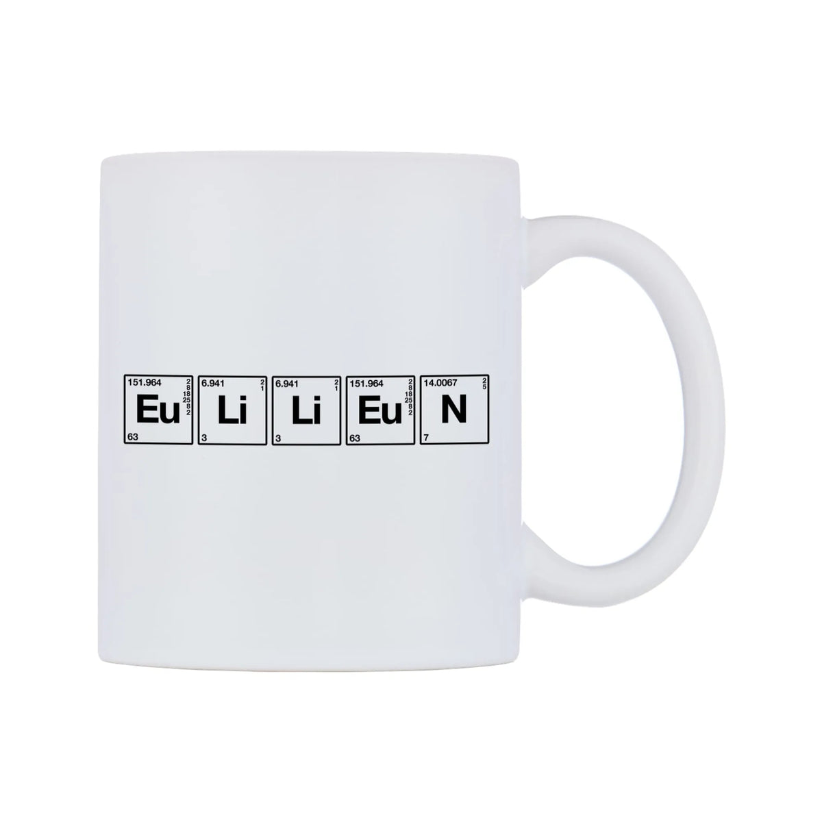 Ellen - Chemistry Themed Mug — mug, left side, on a white background