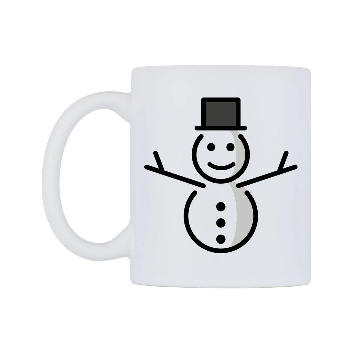 Snowman Without Snow Emoji Mug — mug, right side, on a white background