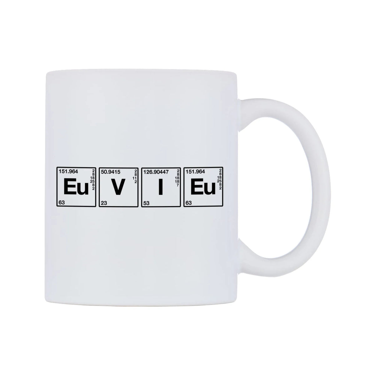 Evie - Chemistry Themed Mug — mug, left side, on a white background