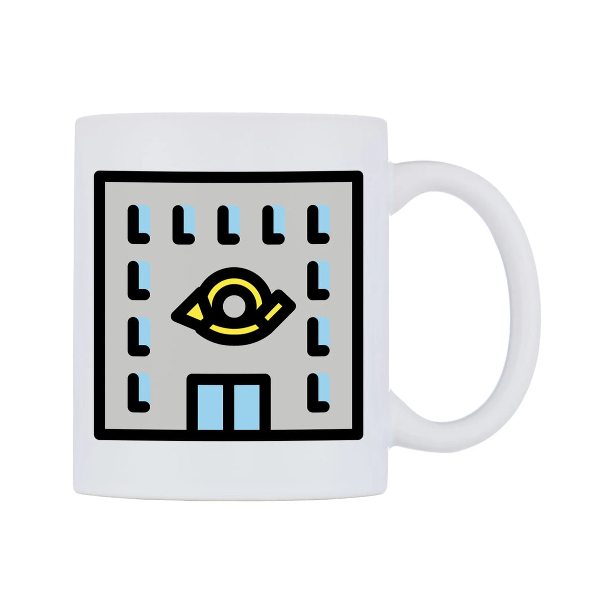 Post Office Emoji Mug — mug, left side, on a white background