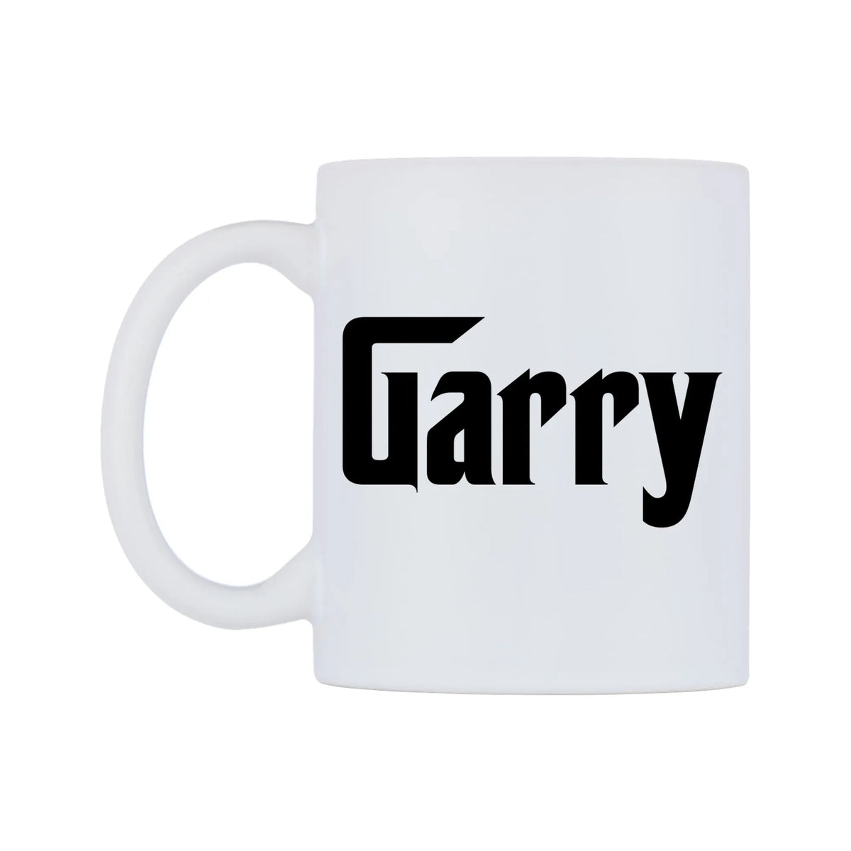 Garry - Godfather Themed Mug — white 11oz gloss mug, right side, on a white background