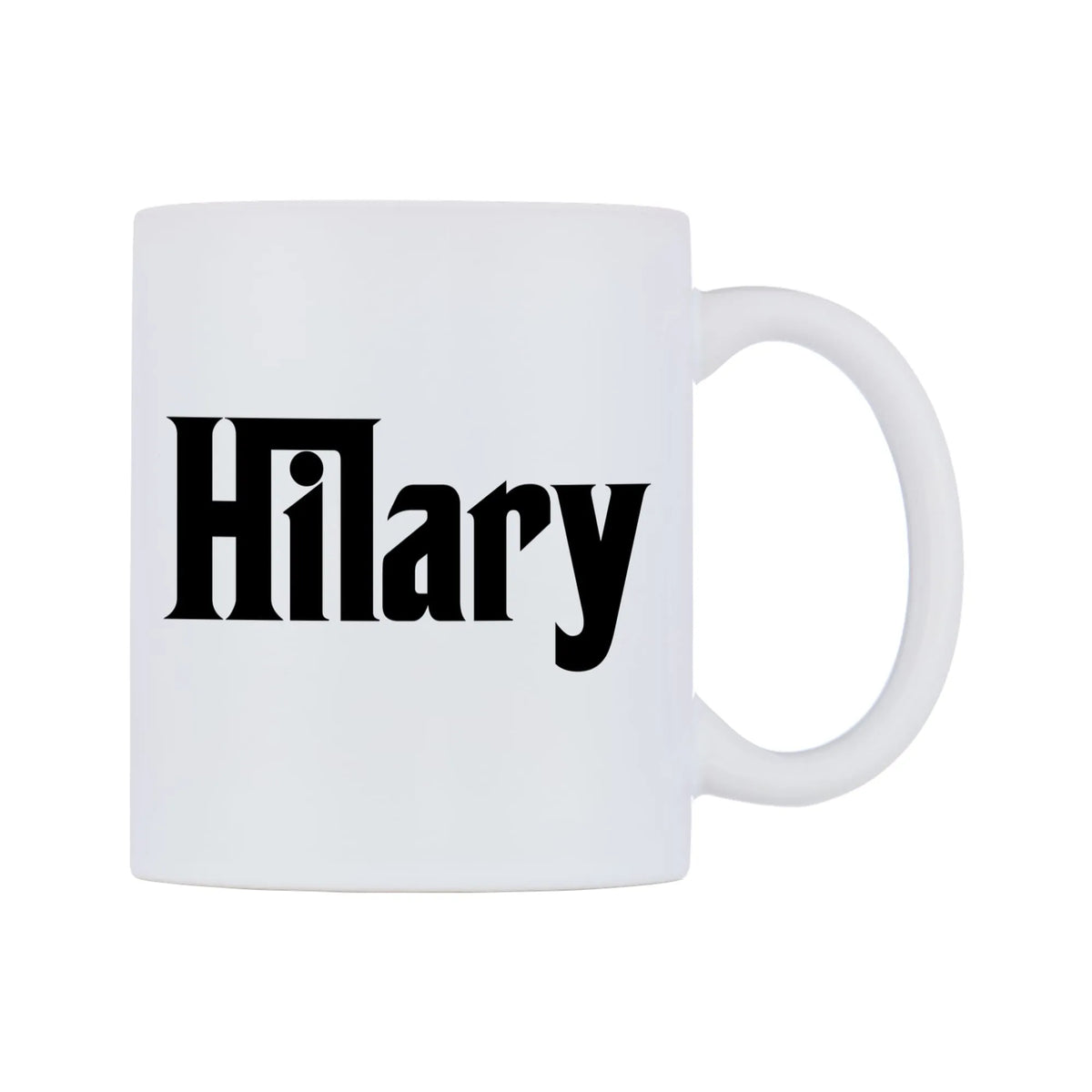 Hilary - Godfather Themed Mug — mug, left side, on a white background