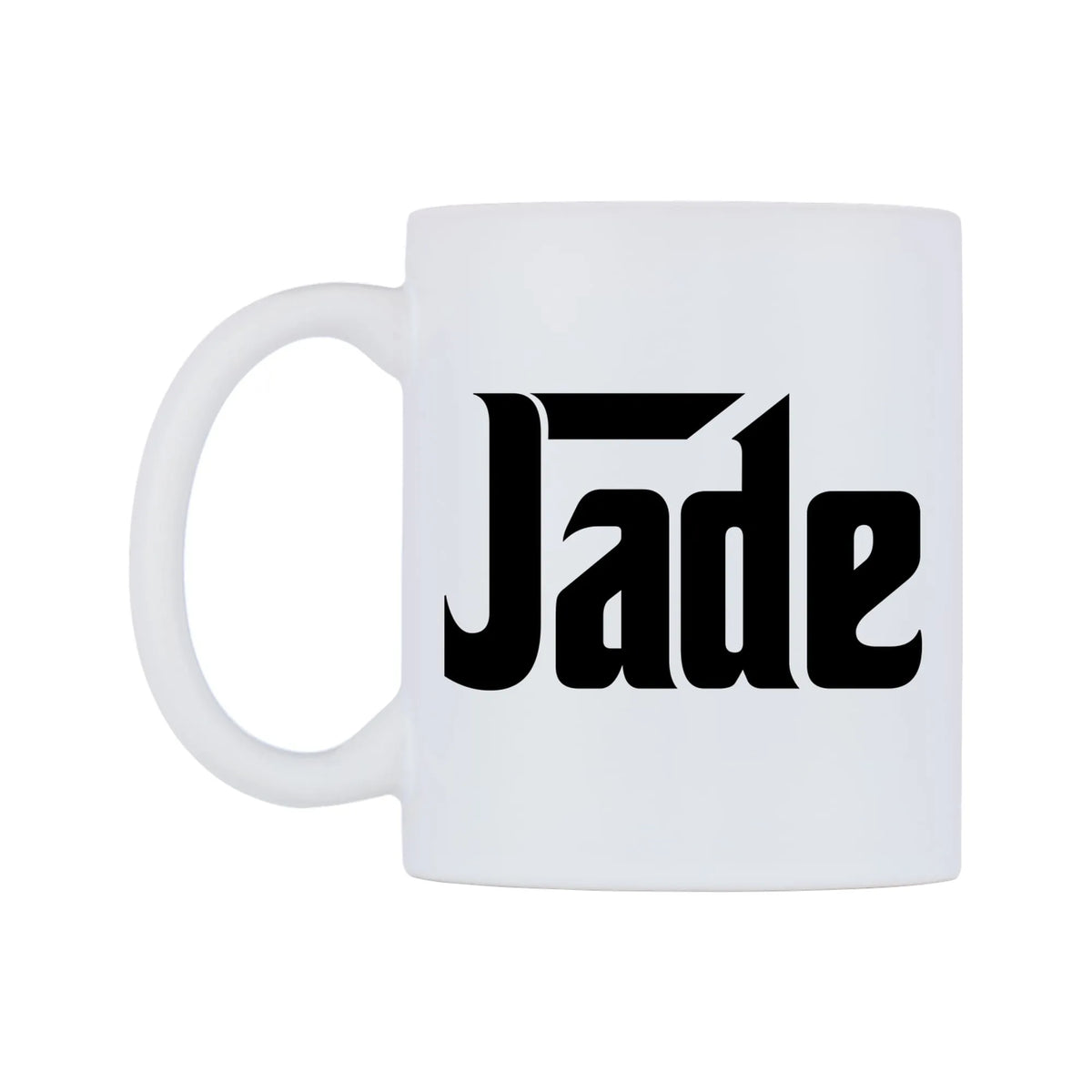 Jade - Godfather Themed Mug — white 11oz gloss mug, right side, on a white background