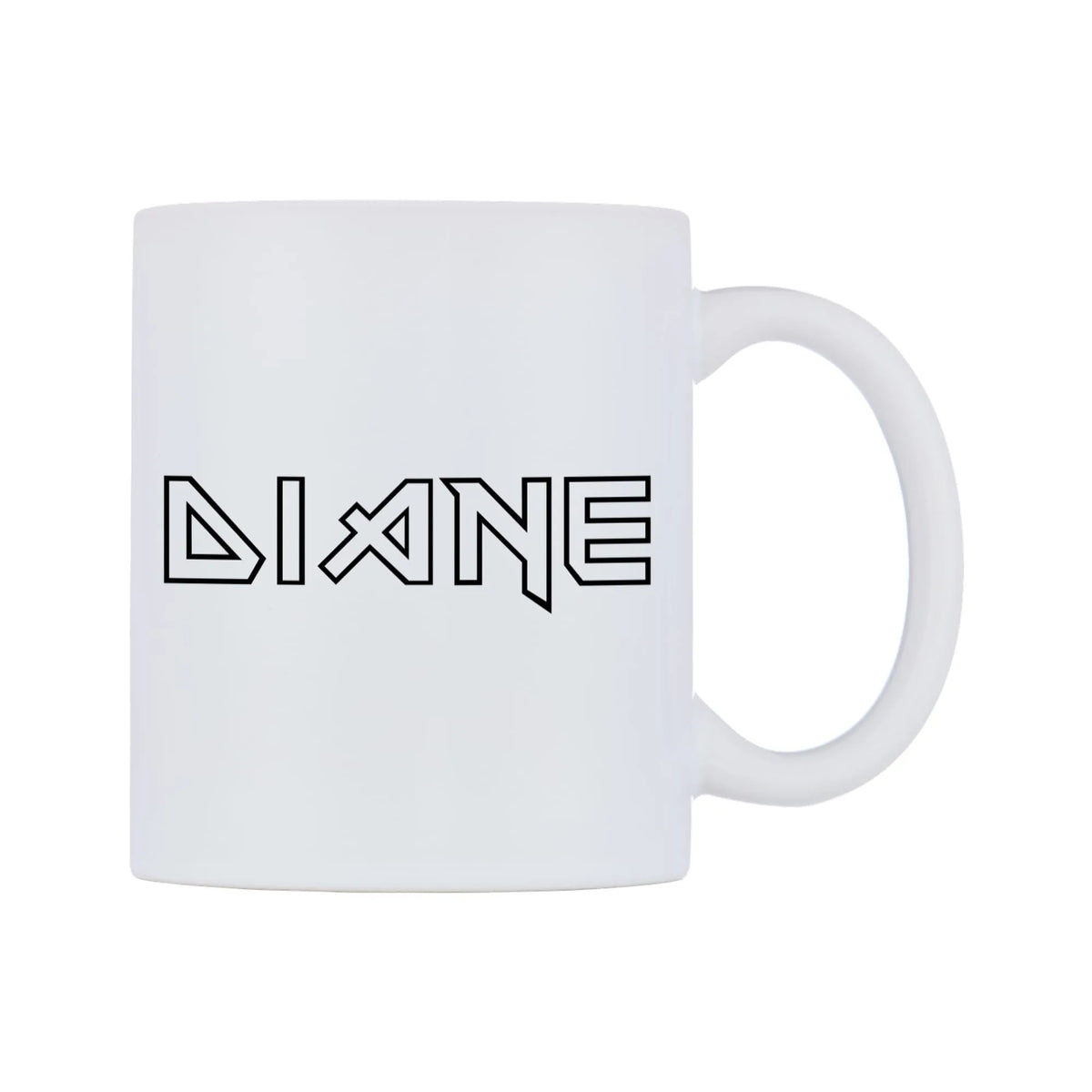 Diane - Iron Maiden Themed Mug — white 11oz gloss mug, left side, on a white background