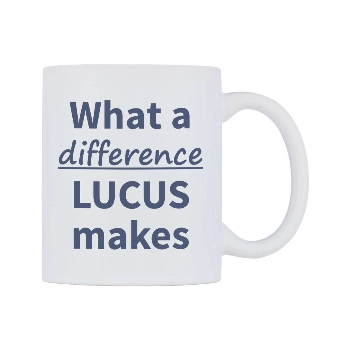 What a difference LUCUS makes Mug — mug, left side, on a white background