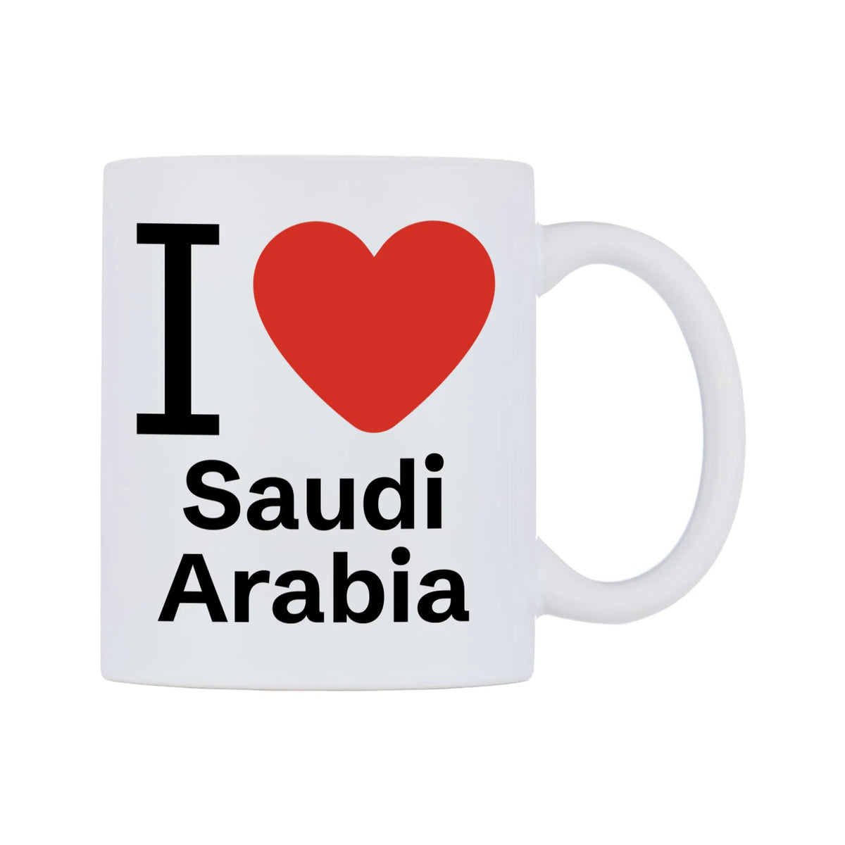 I Love Saudi Arabia Mug — mug, left side, on a white background
