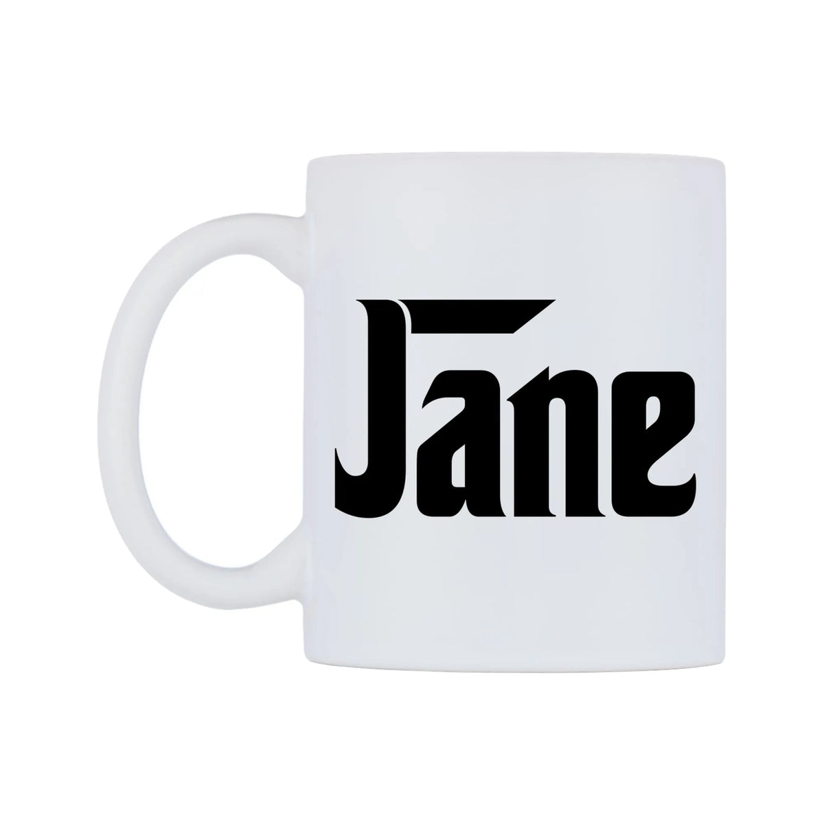 Jane - Godfather Themed Mug — white 11oz gloss mug, right side, on a white background