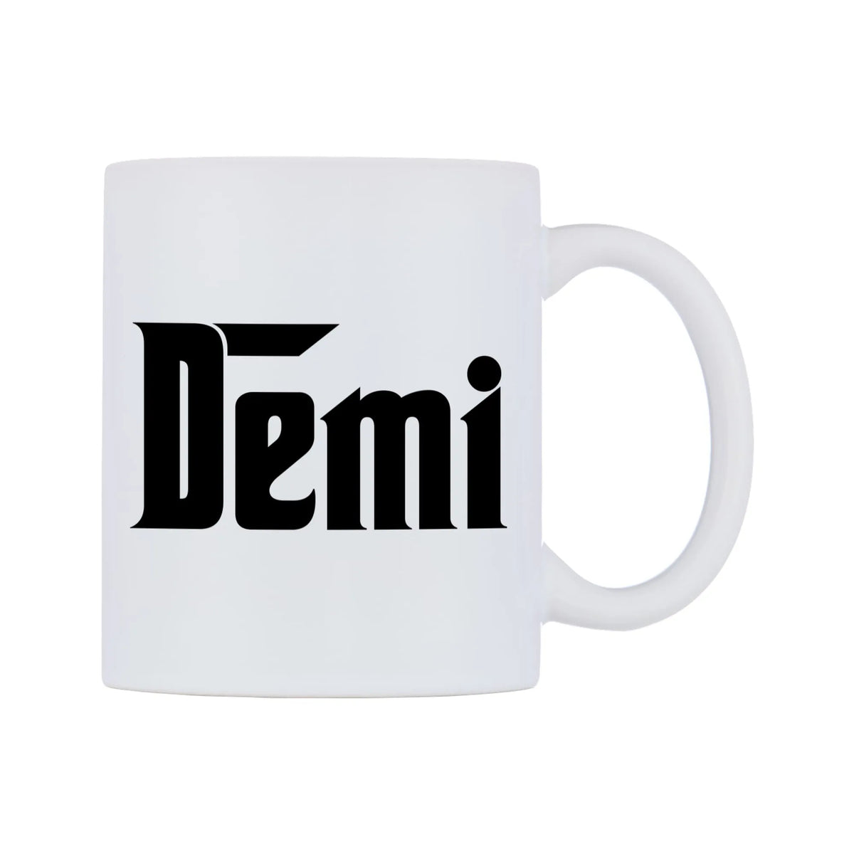 Demi - Godfather Themed Mug — white 11oz gloss mug, left side, on a white background
