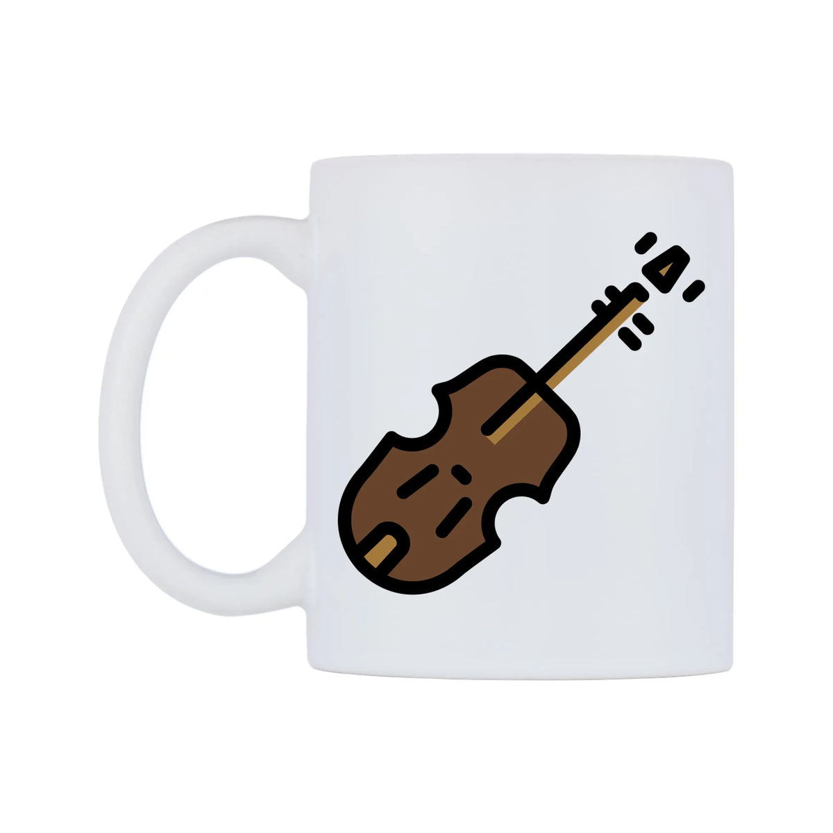 Violin Emoji Mug — mug, right side, on a white background