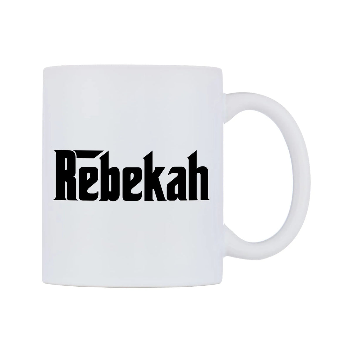 Rebekah - Godfather Themed Mug — mug, left side, on a white background