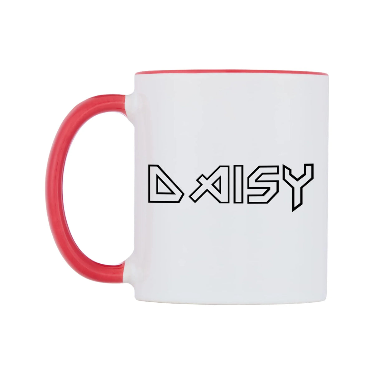 Daisy - Iron Maiden Themed Mug — white 11oz gloss mug with a red inside and handle, right side, on a white background