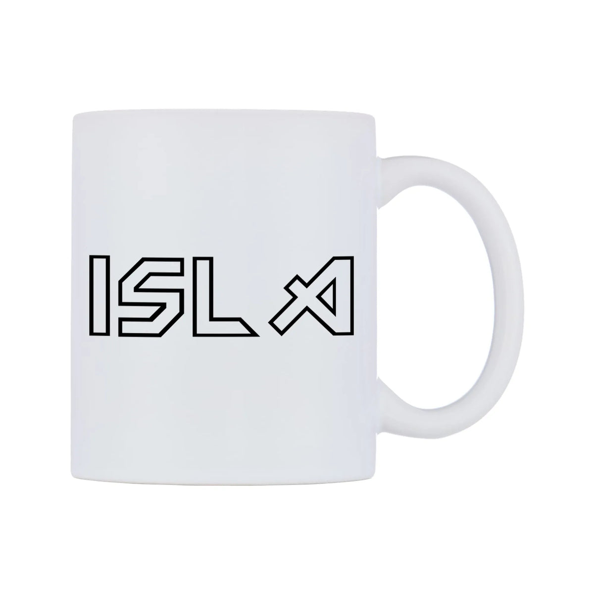 Isla - Iron Maiden Themed Mug — white 11oz gloss mug, left side, on a white background