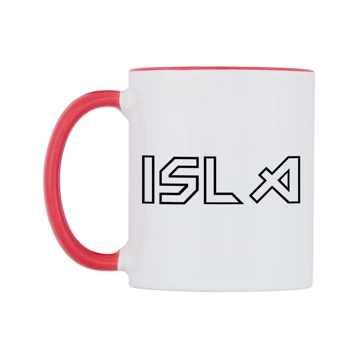 Isla - Iron Maiden Themed Mug — white 11oz gloss mug with a red inside and handle, right side, on a white background