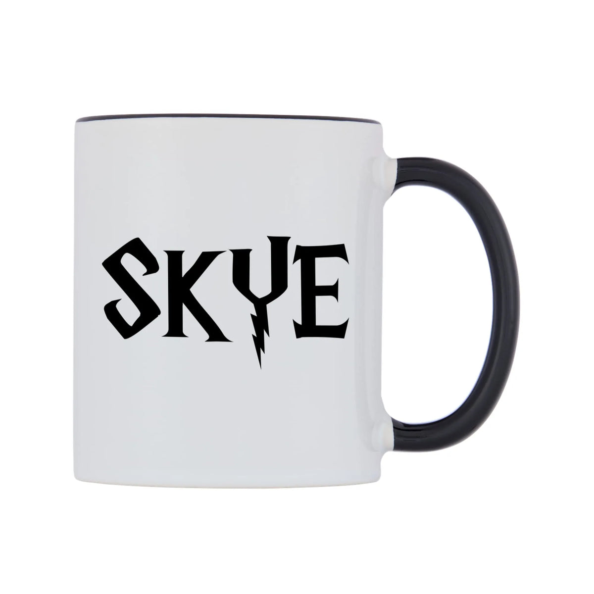 Skye - Wizard Themed Mug — white 11oz gloss mug with a black inside and handle, left side, on a white background