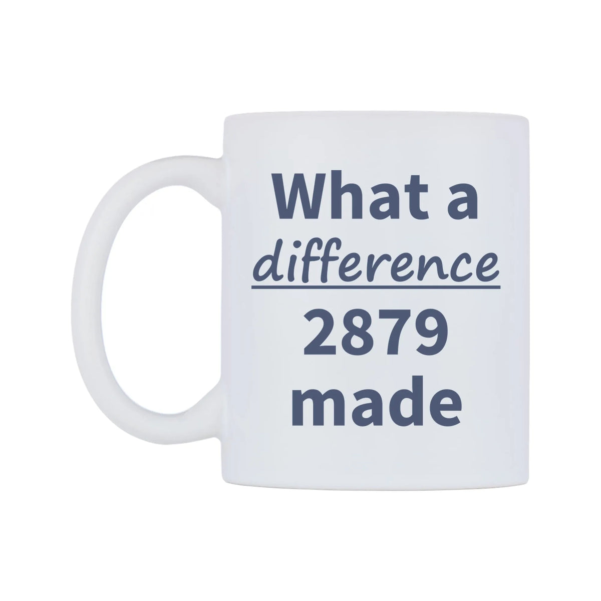 What a difference 2879 made Mug — mug, right side, on a white background