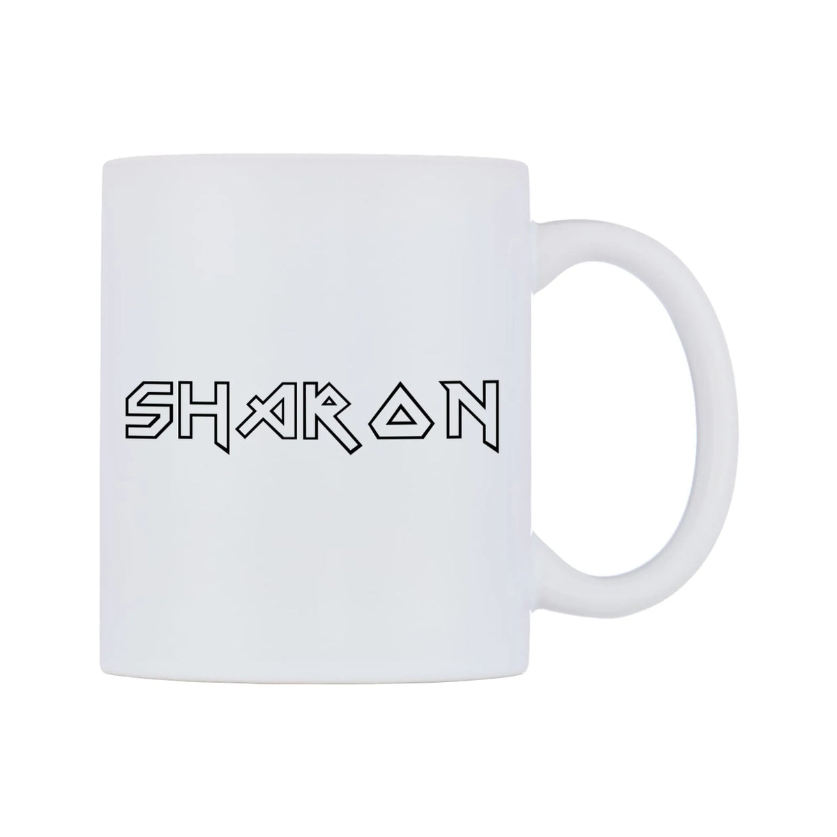 Sharon - Iron Maiden Themed Mug — white 11oz gloss mug, left side, on a white background