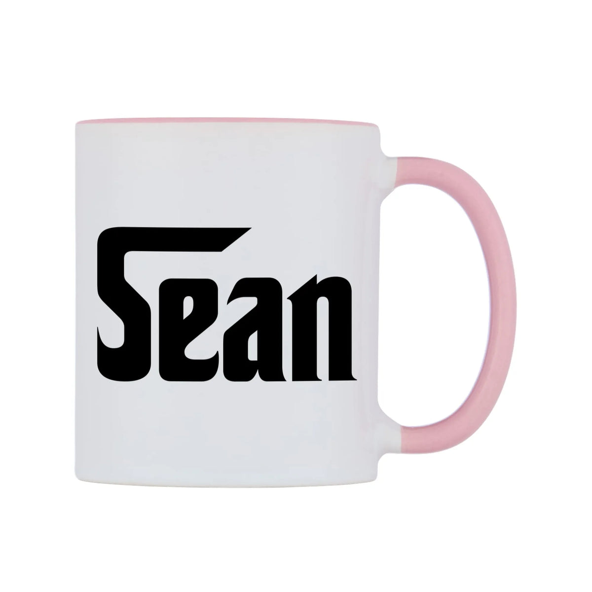 Sean - Godfather Themed Mug — white 11oz gloss mug with a pink inside and handle, left side, on a white background