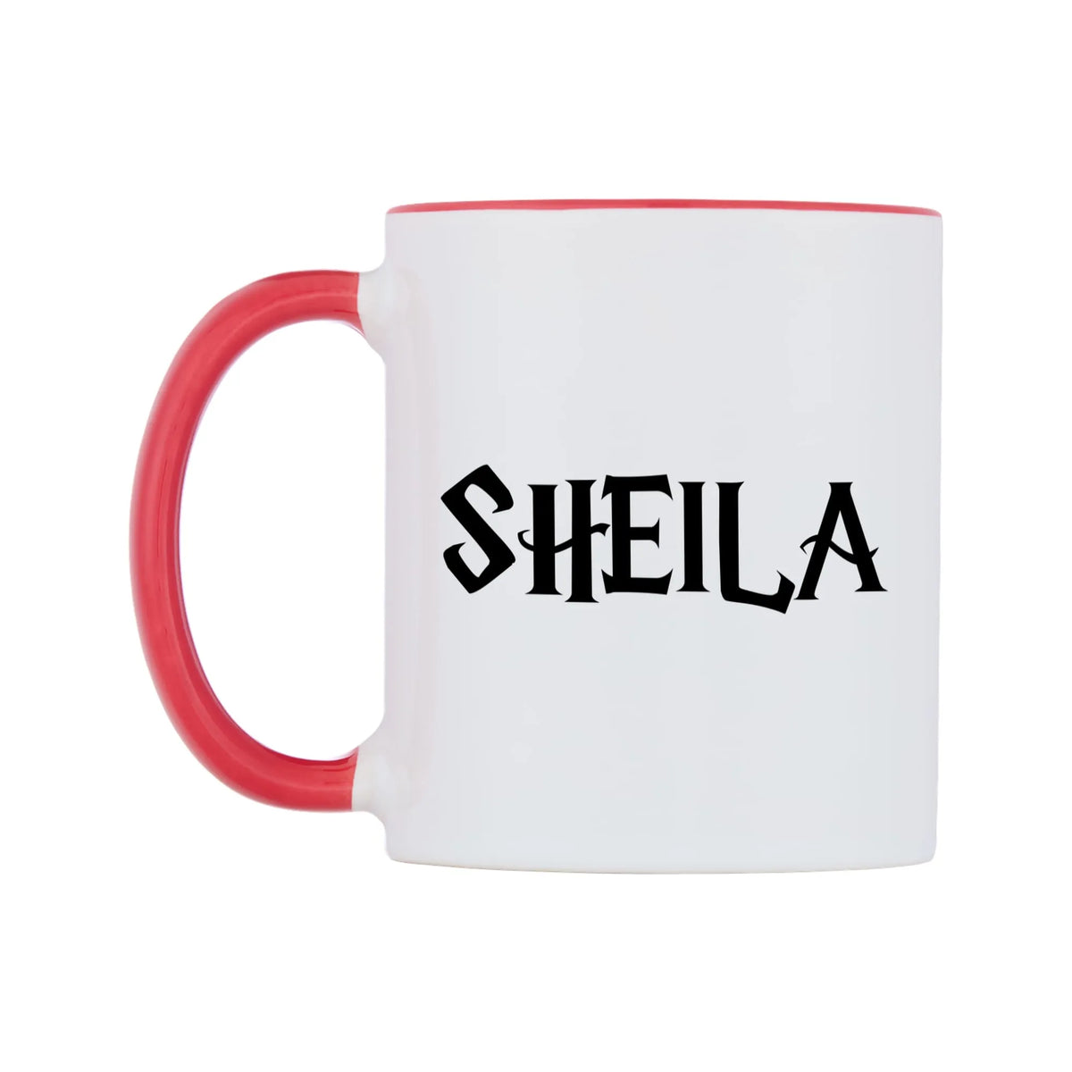 Sheila - Wizard Themed Mug — white 11oz gloss mug with a red inside and handle, right side, on a white background