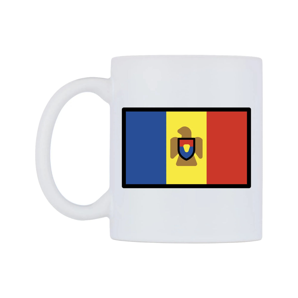 Moldova Flag Emoji Mug — mug, right side, on a white background