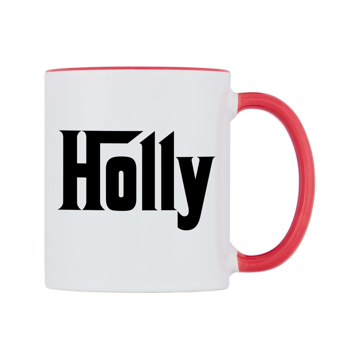 Holly - Godfather Themed Mug — white 11oz gloss mug with a red inside and handle, left side, on a white background