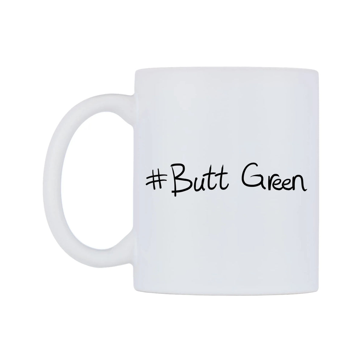 Butt Green Mug — mug, right side, on a white background
