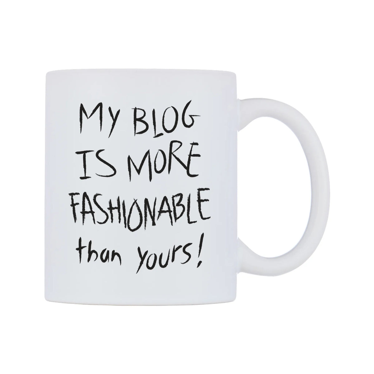 My Blog Is More Fashionable Than Yours! Mug — white 11oz gloss mug, left side, on a white background