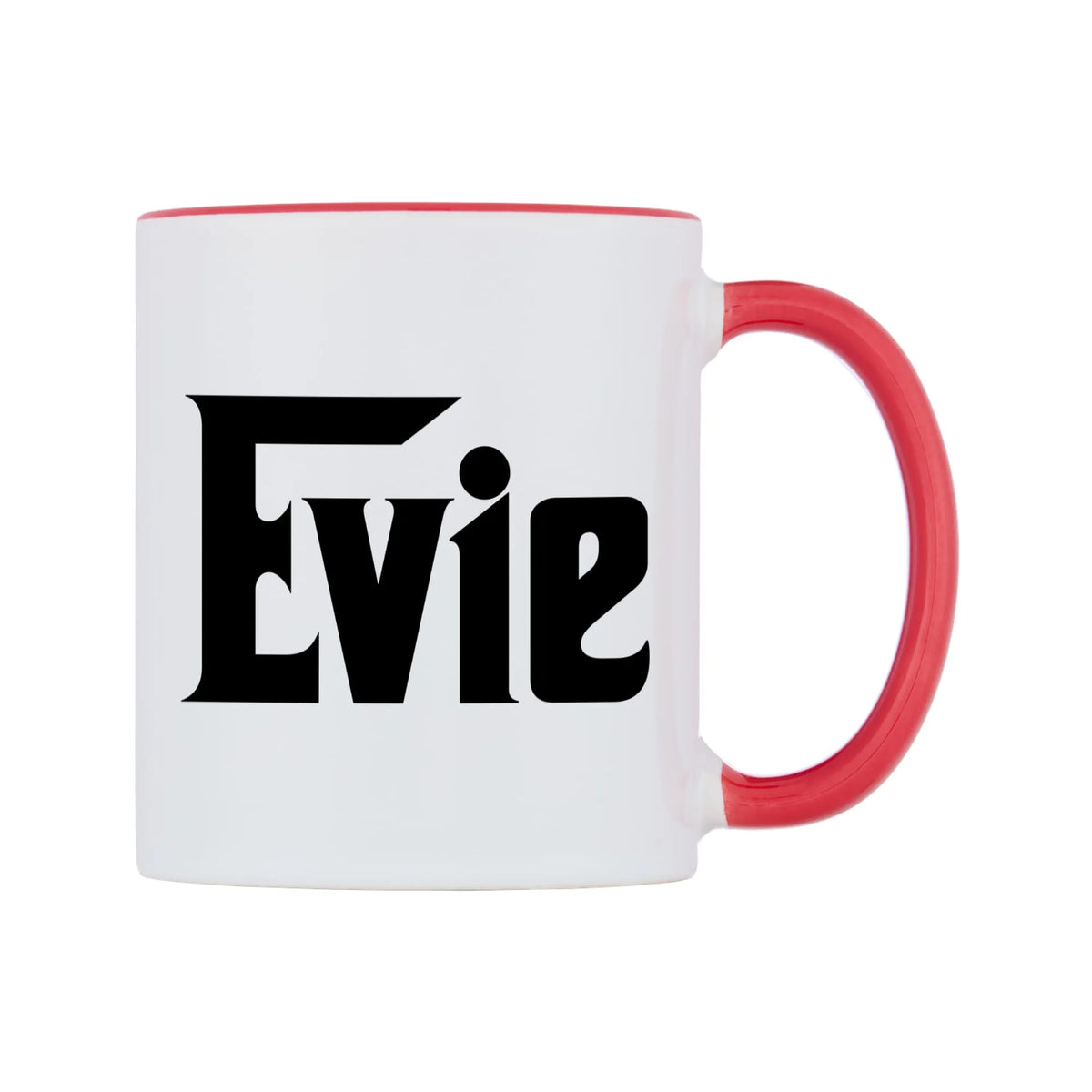 Evie - Godfather Themed Mug — white 11oz gloss mug with a red inside and handle, left side, on a white background