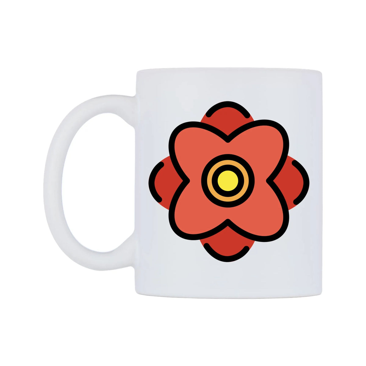 Rosette Emoji Mug — mug, right side, on a white background