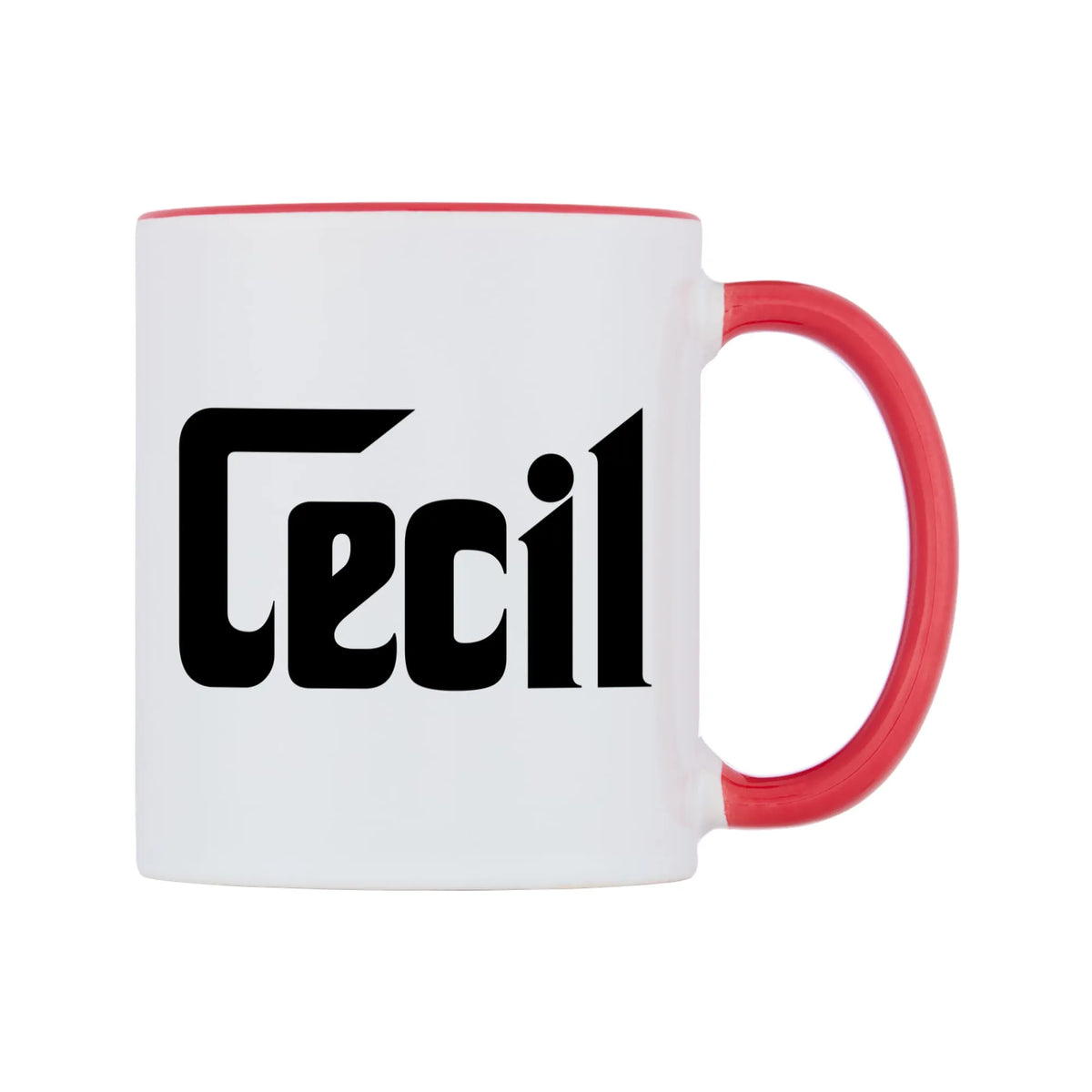 Cecil - Godfather Themed Mug — white 11oz gloss mug with a red inside and handle, left side, on a white background