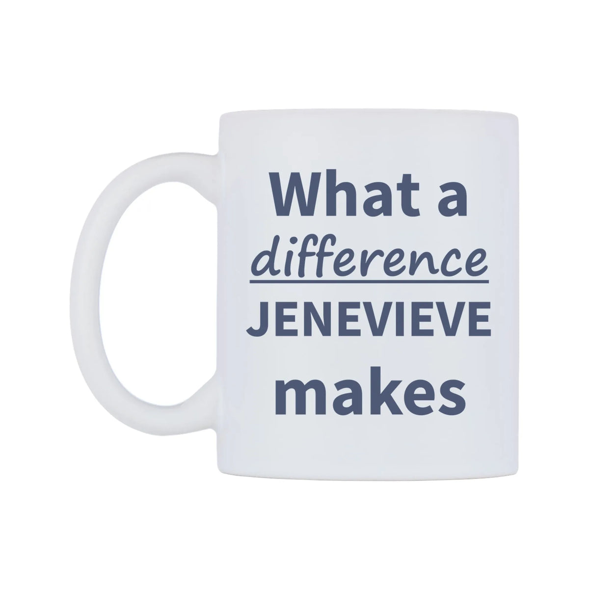 What a difference JENEVIEVE makes Mug — mug, right side, on a white background