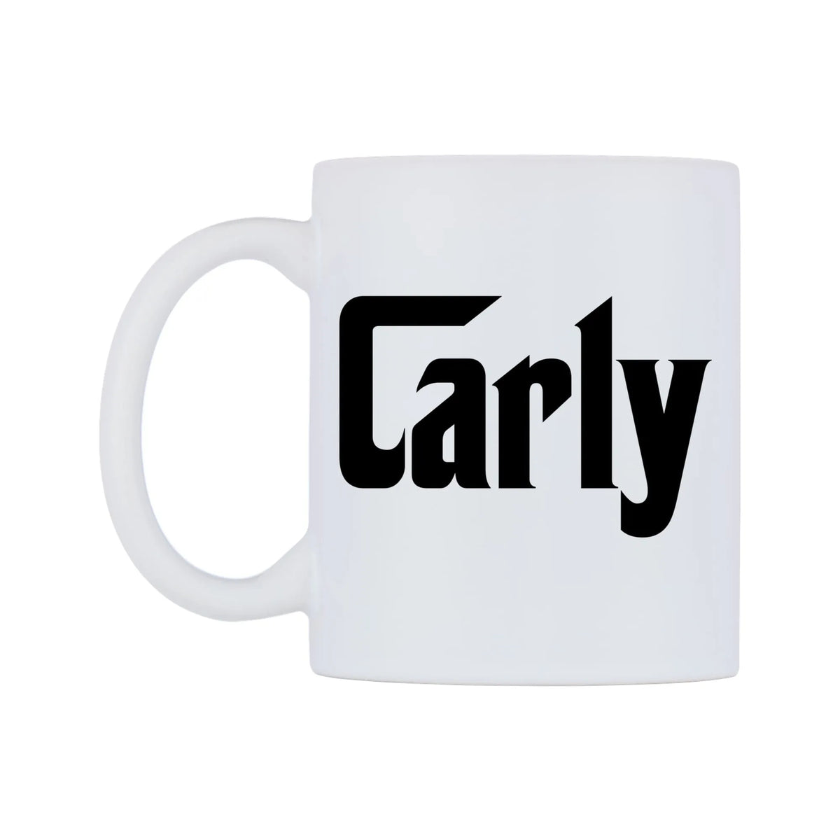 Carly - Godfather Themed Mug — white 11oz gloss mug, right side, on a white background