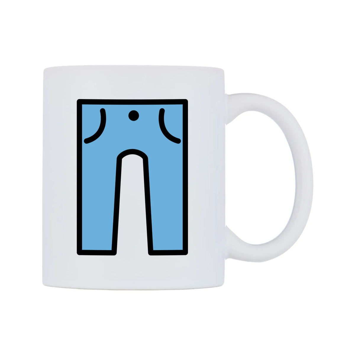 Jeans Emoji Mug — mug, left side, on a white background