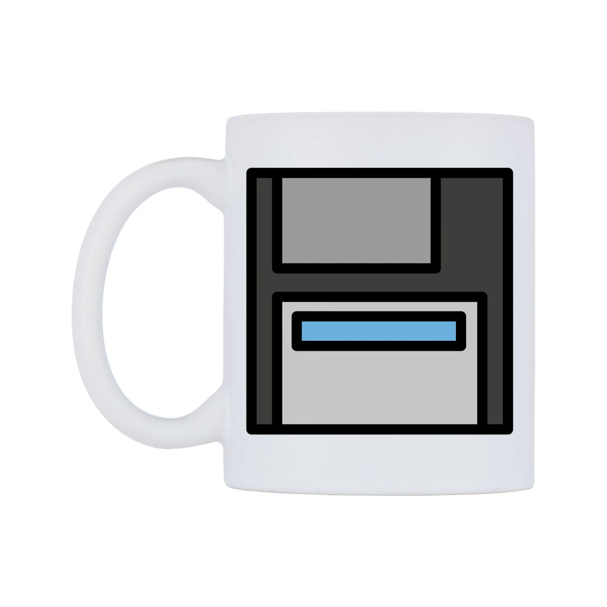 Floppy Disk Emoji Mug — mug, right side, on a white background