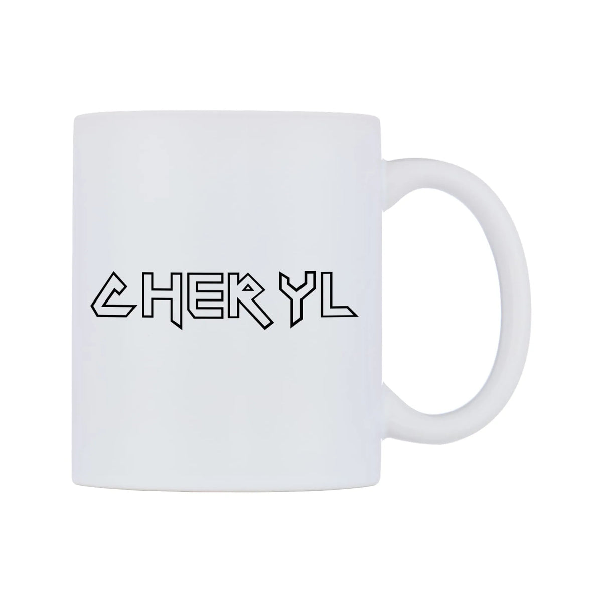 Cheryl - Iron Maiden Themed Mug — white 11oz gloss mug, left side, on a white background