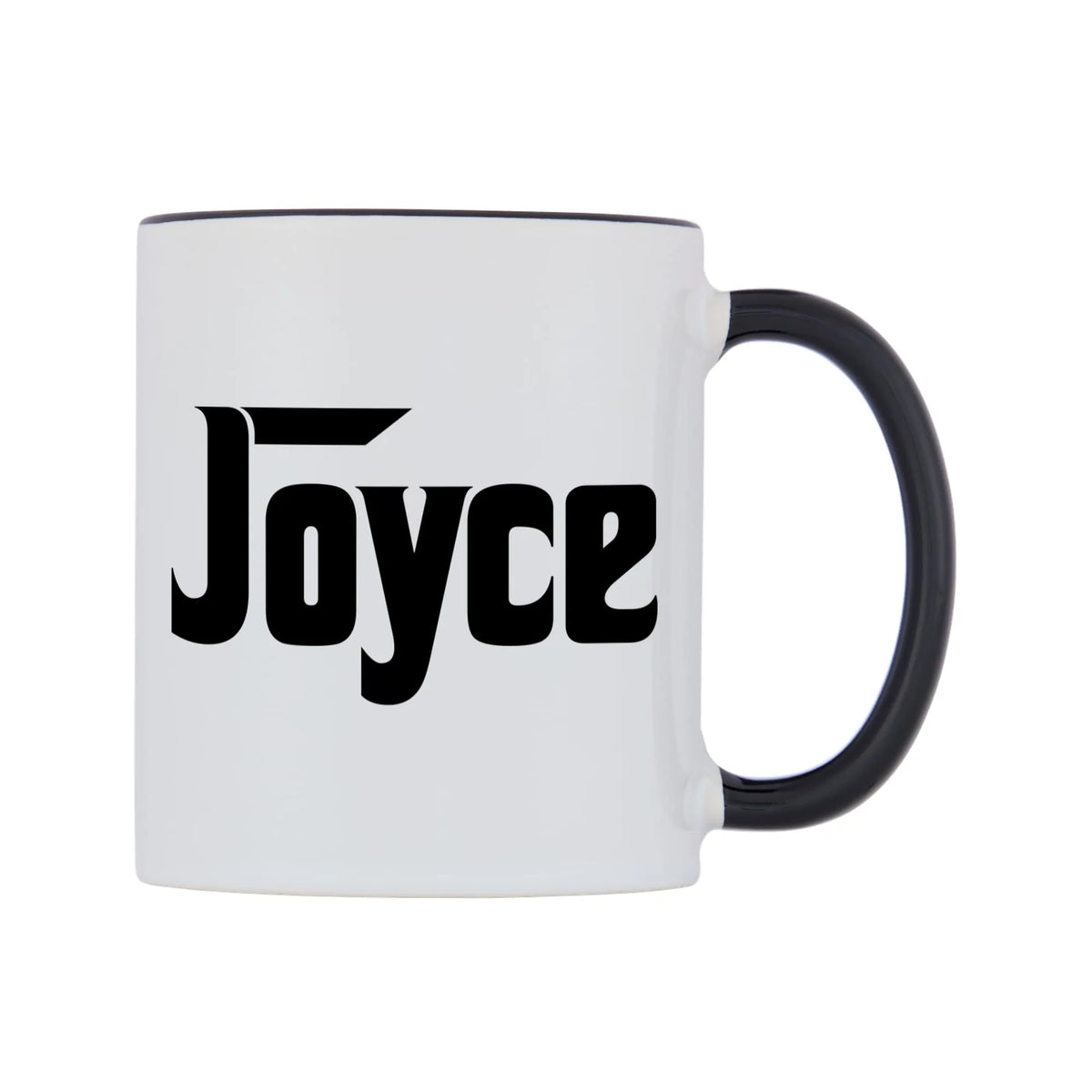 Joyce - Godfather Themed Mug — white 11oz gloss mug with a black inside and handle, left side, on a white background