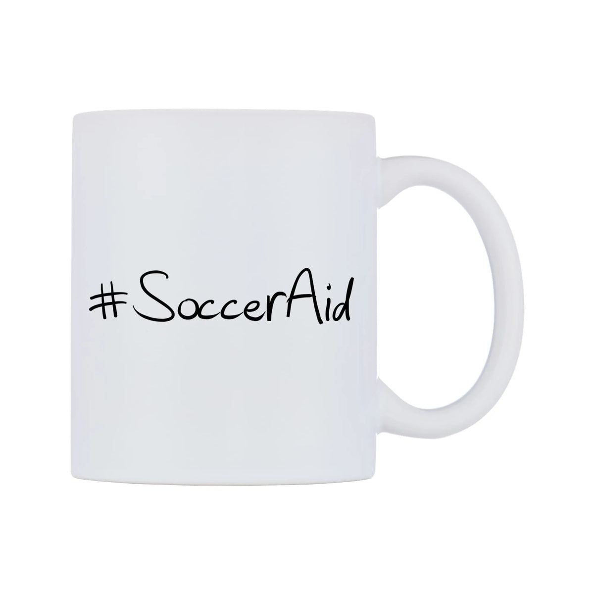SoccerAid Mug — mug, left side, on a white background