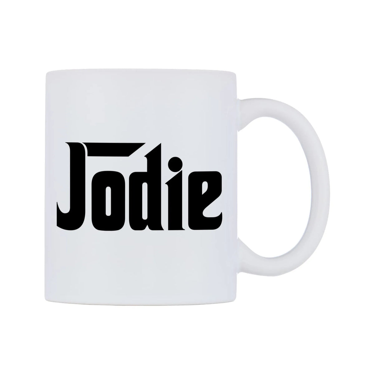 Jodie - Godfather Themed Mug — white 11oz gloss mug, left side, on a white background