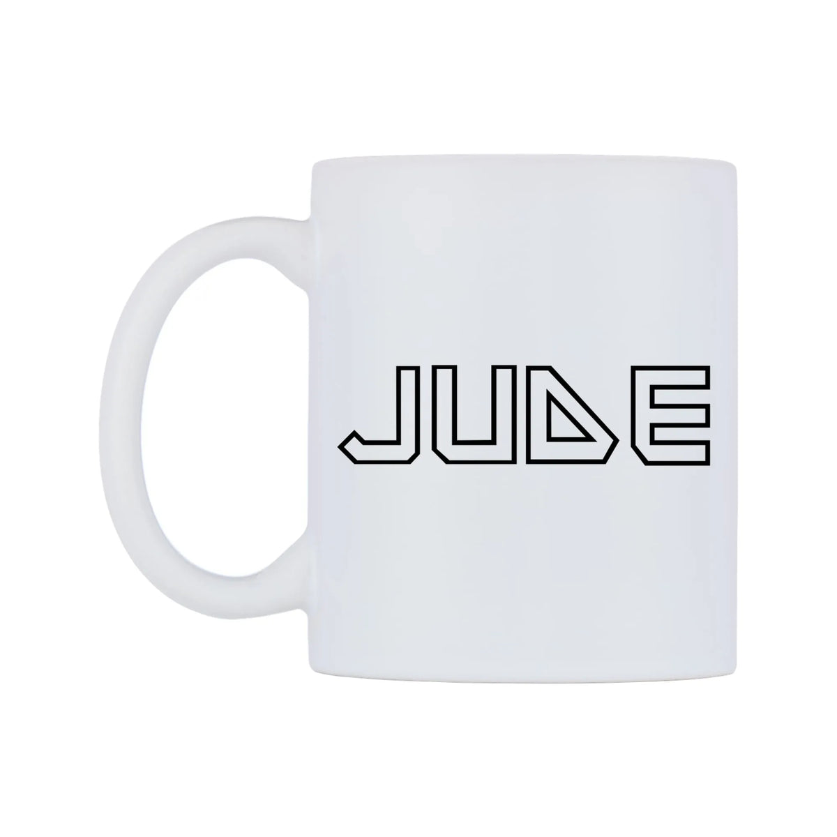 Jude - Iron Maiden Themed Mug — white 11oz gloss mug, right side, on a white background