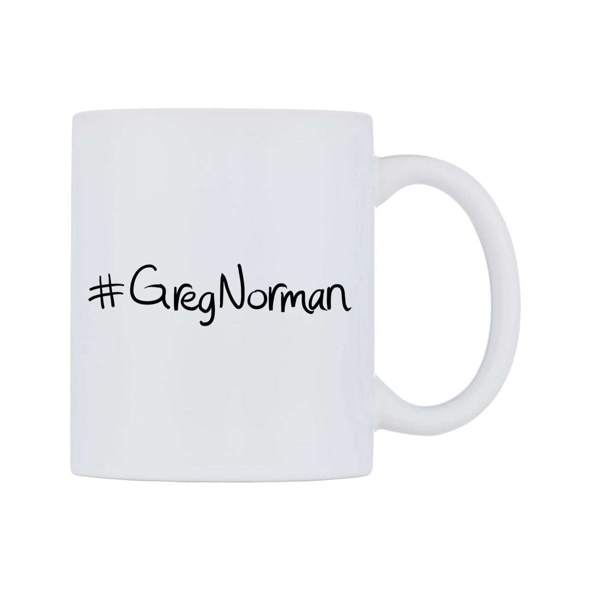 GregNorman Mug — mug, left side, on a white background