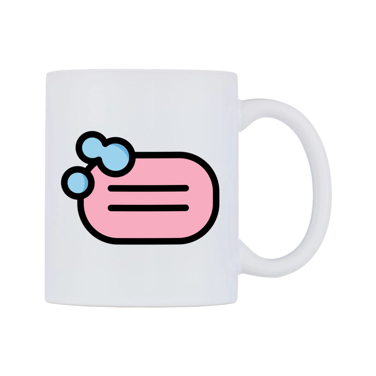 Soap Emoji Mug — mug, left side, on a white background