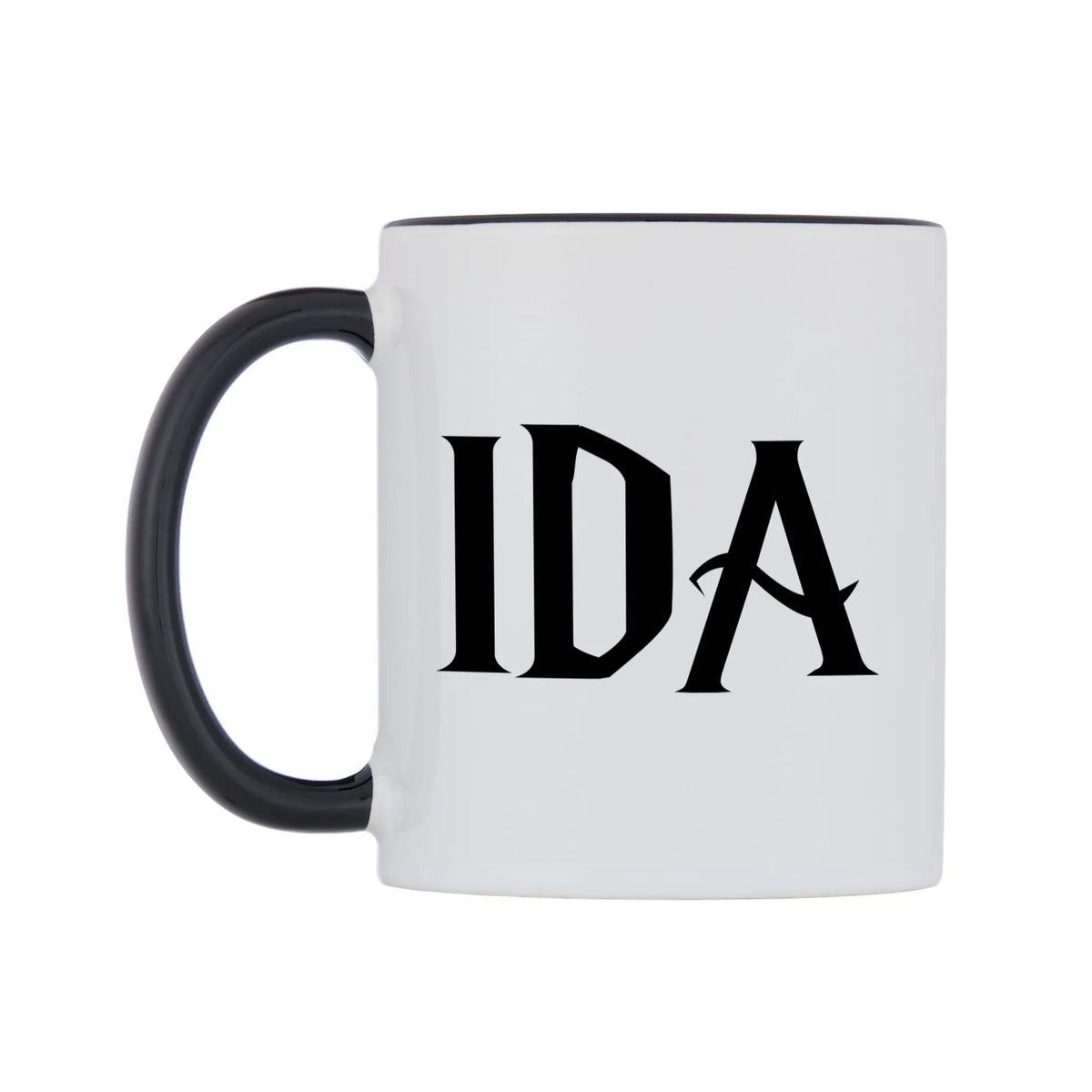 Ida - Wizard Themed Mug — white 11oz gloss mug with a black inside and handle, right side, on a white background