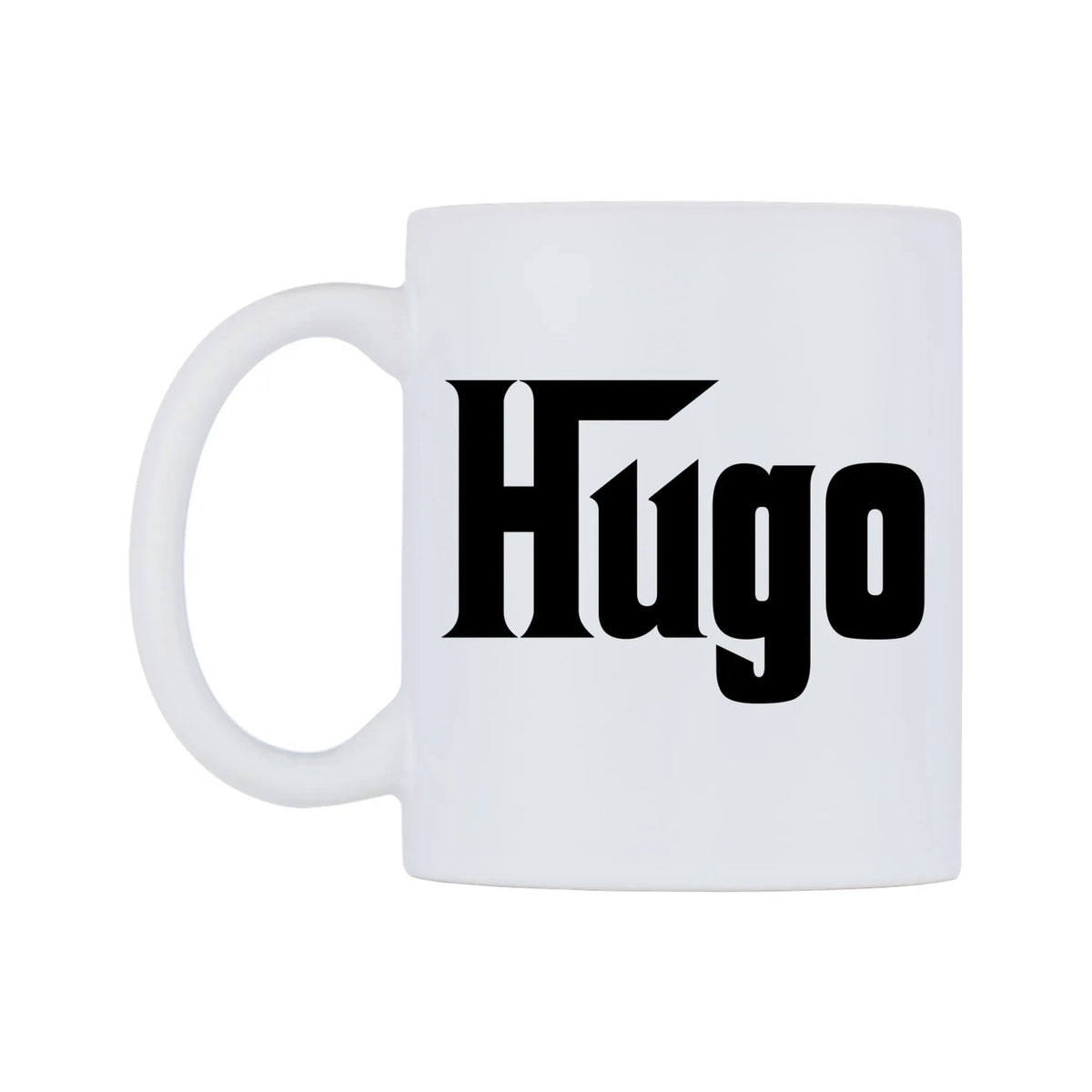 Hugo - Godfather Themed Mug — white 11oz gloss mug, right side, on a white background