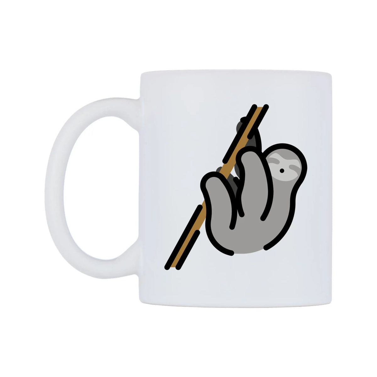 Sloth Emoji Mug — mug, right side, on a white background
