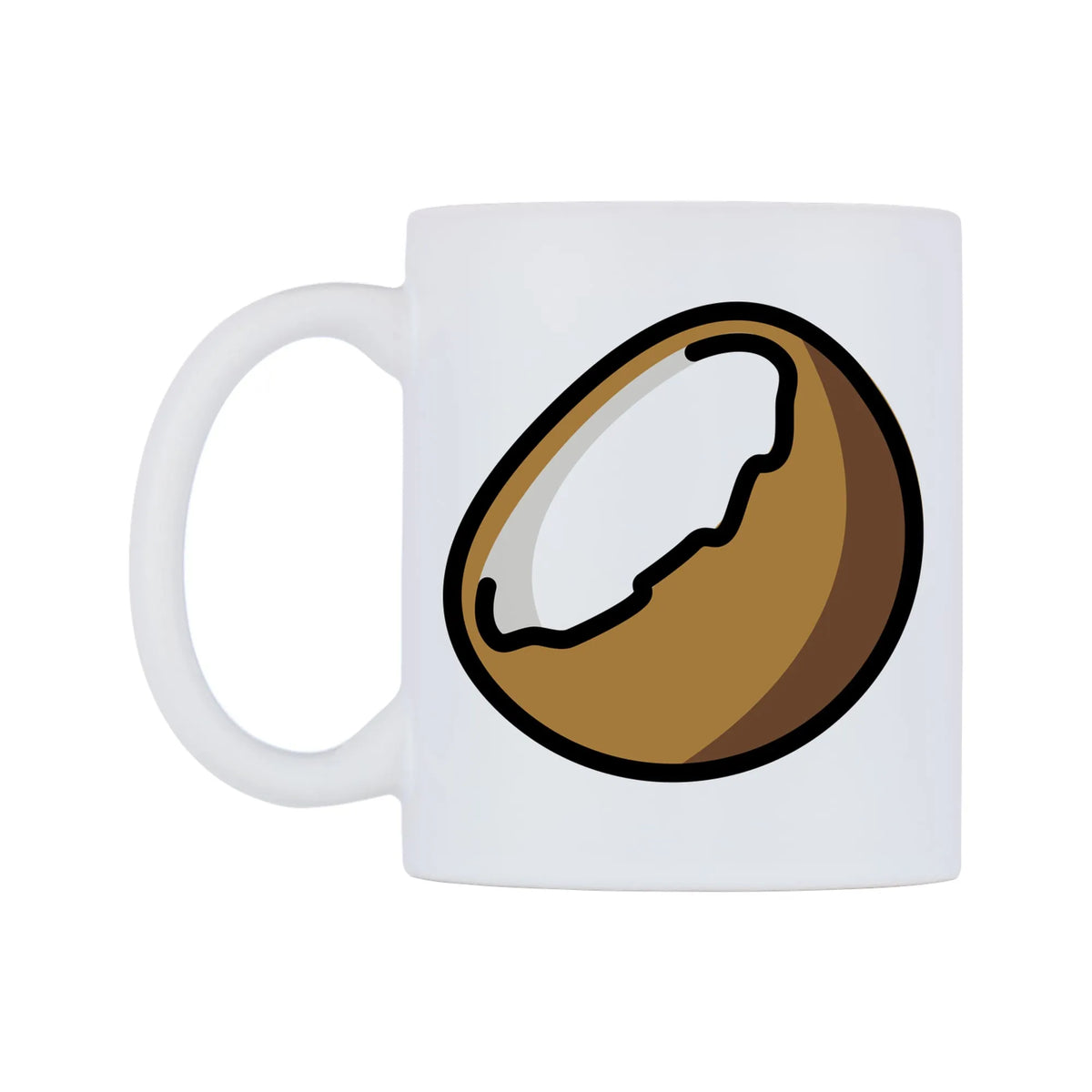 Coconut Emoji Mug — mug, right side, on a white background